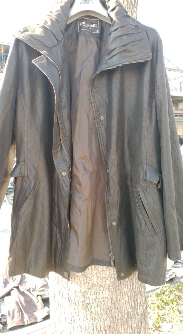 Düğmeli Kahverengi paraşüt kumaştan Kadın Ceket - Görsel 2