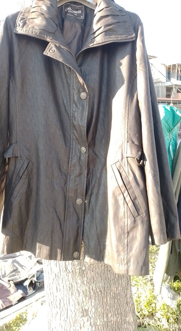 Düğmeli Kahverengi paraşüt kumaştan Kadın Ceket - Görsel 3