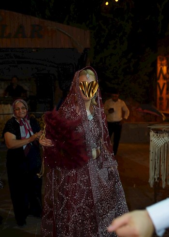 m Beden bordo Renk ÖZEL HİNDİSTAN LEGENHA GELİNLİK