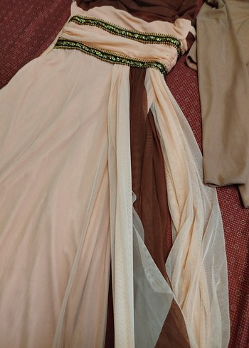 Gül kurusu Drapeli Uzun Kadın Abiye Elbise - Görsel 5