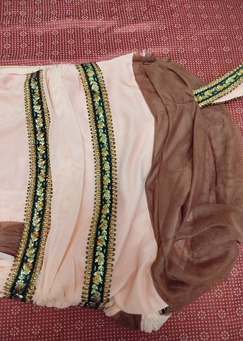 Gül kurusu Drapeli Uzun Kadın Abiye Elbise - Görsel 6