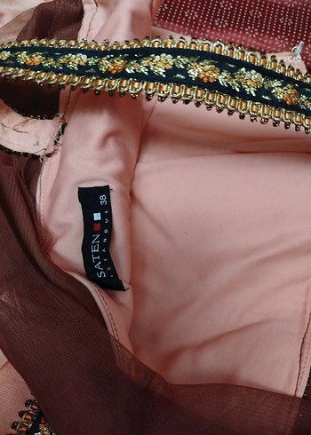 Gül kurusu Drapeli Uzun Kadın Abiye Elbise - Görsel 7