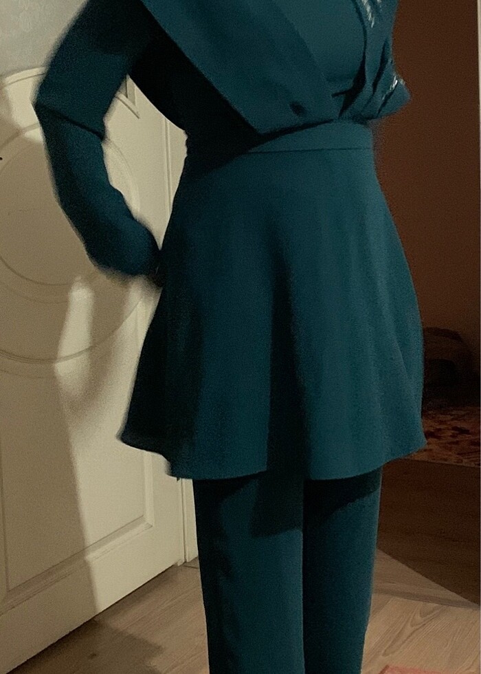 YEŞİL TUNİK PANTOLON ABİYE 38 BEDEN - Görsel 2