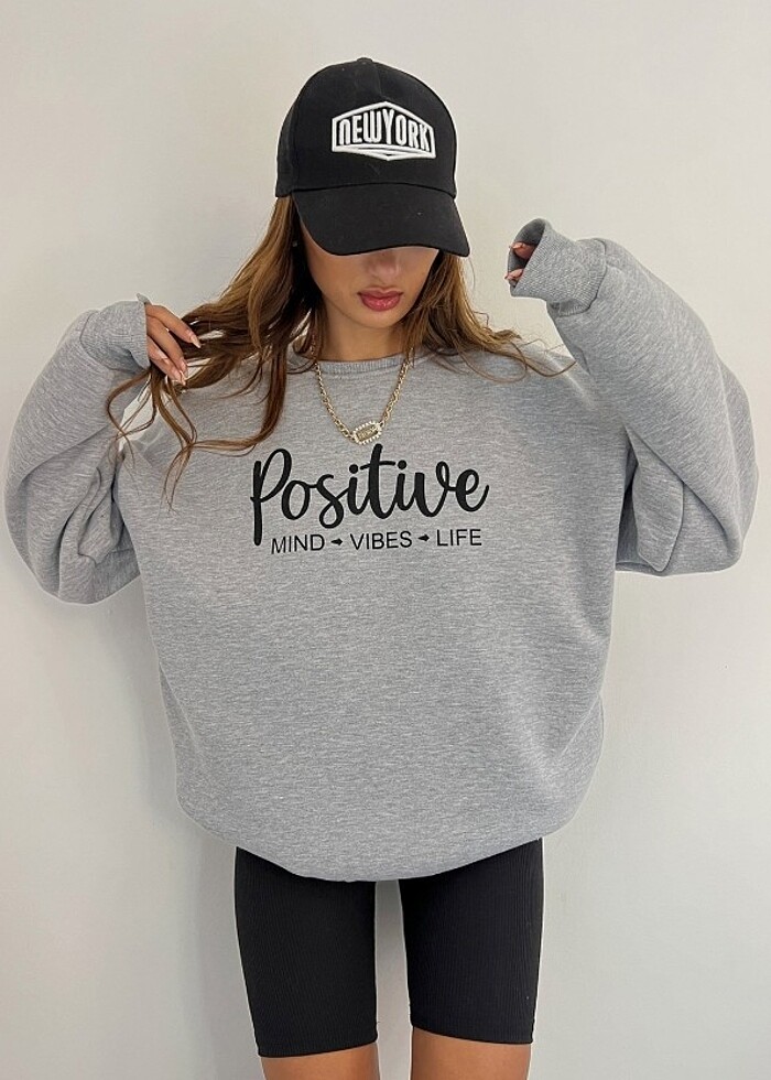 3 İPLİK ŞARDONLU POSİTİVE SWEATSHIRT - Görsel 3