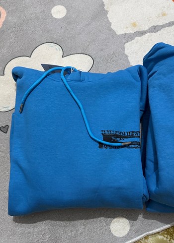 m Beden Mavi Kapüşonlu Erkek Sweatshirt