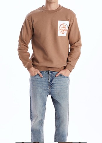Diğer Bej Baskılı Erkek Sweatshirt