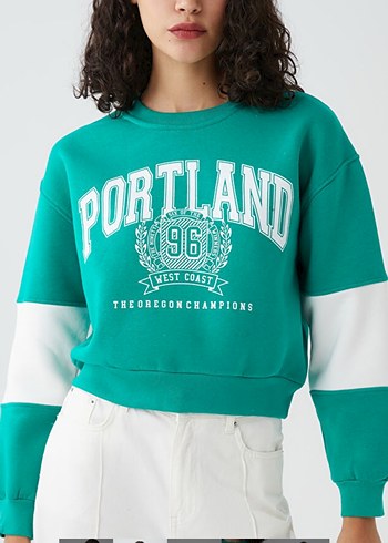 Diğer Yeşil Baskılı Kadın Sweatshirt