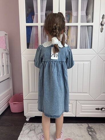 5 Yaş Beden mavi Renk Kız Çocuk Kot Elbise