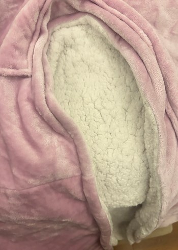 Mor Kapüşonlu Oversize Sweatshirt Elbise - Görsel 5