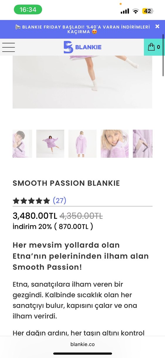 Mor Kapüşonlu Oversize Sweatshirt Elbise - Görsel 2