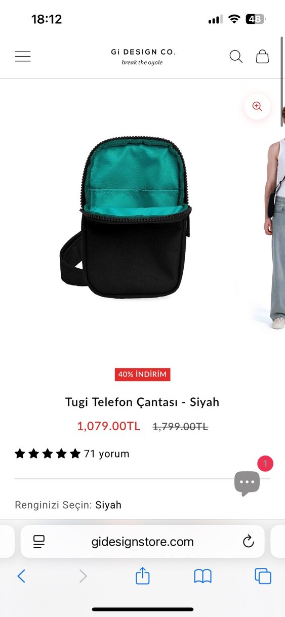 Tugi Siyah Telefon Çantası - Görsel 2