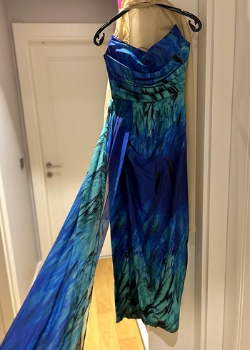 Mavi Drapeli Uzun Abiye Elbise - Görsel 5