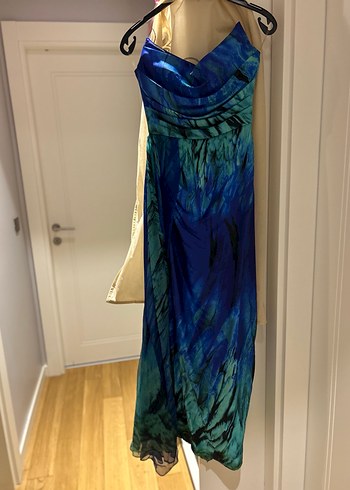 Mavi Drapeli Uzun Abiye Elbise - Görsel 4