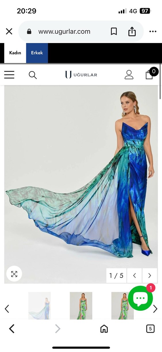 Mavi Drapeli Uzun Abiye Elbise - Görsel 2