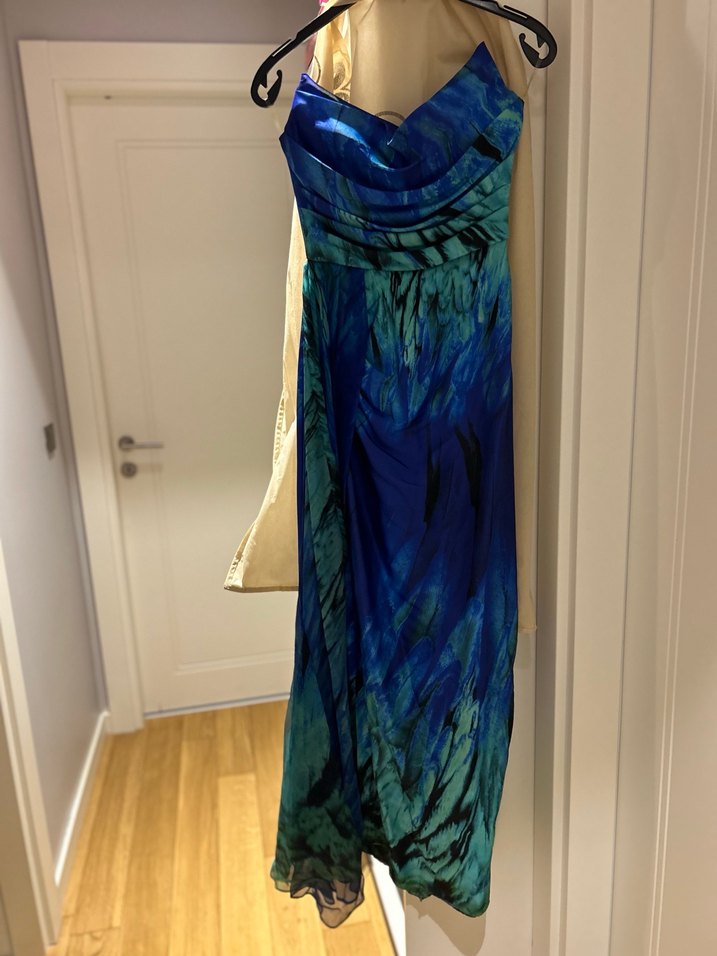 Mavi Drapeli Uzun Abiye Elbise - Görsel 4