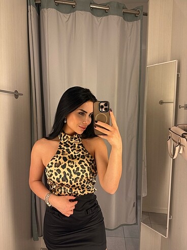 Leopar saten bluz