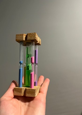 Renkli Kumlu Ahşap Kum Saati Oyuncak - Görsel 9