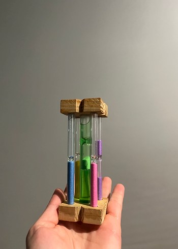 Renkli Kumlu Ahşap Kum Saati Oyuncak - Görsel 6