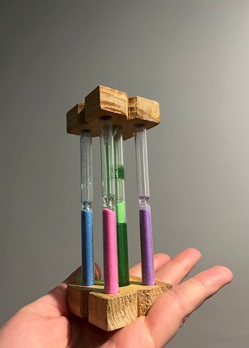 Renkli Kumlu Ahşap Kum Saati Oyuncak - Görsel 4