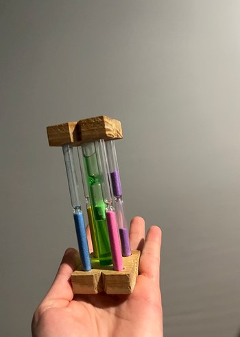 Renkli Kumlu Ahşap Kum Saati Oyuncak - Görsel 7