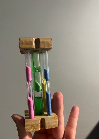 Renkli Kumlu Ahşap Kum Saati Oyuncak - Görsel 16