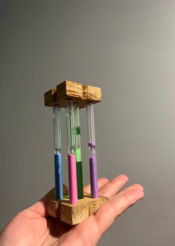 Renkli Kumlu Ahşap Kum Saati Oyuncak - Görsel 5