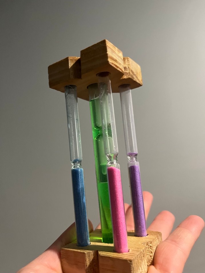 Renkli Kumlu Ahşap Kum Saati Oyuncak - Görsel 2