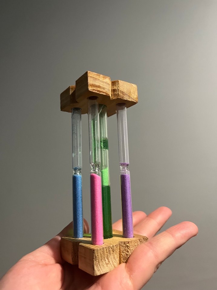 Renkli Kumlu Ahşap Kum Saati Oyuncak - Görsel 4