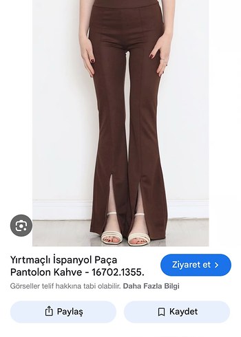 Kahverengi Yırtmaçlı İspanyol Paça Pantolon - Görsel 2