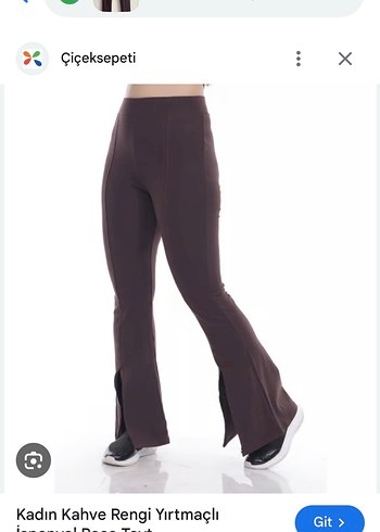 Kahverengi Yırtmaçlı İspanyol Paça Pantolon - Görsel 6