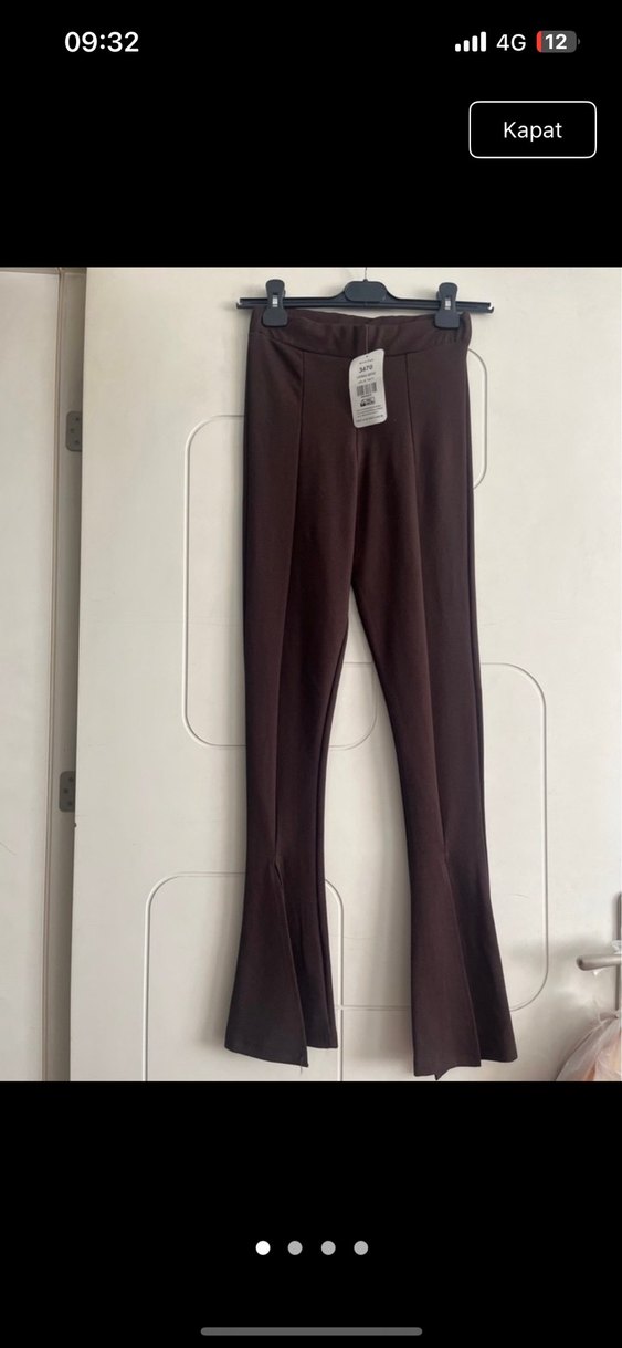 Kahverengi Yırtmaçlı Kadın Ispanyol Pantolon - Görsel 3