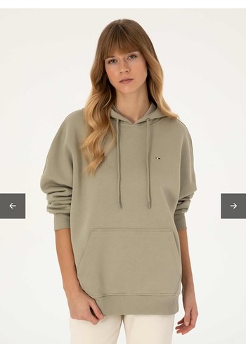 Polo Kadın Açık Haki Kapüşonlu Sweatshirt - Görsel 3