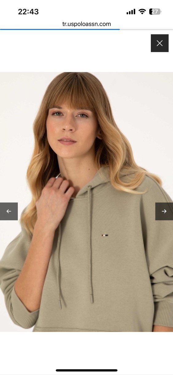 Polo Kadın Açık Haki Kapüşonlu Sweatshirt - Görsel 2