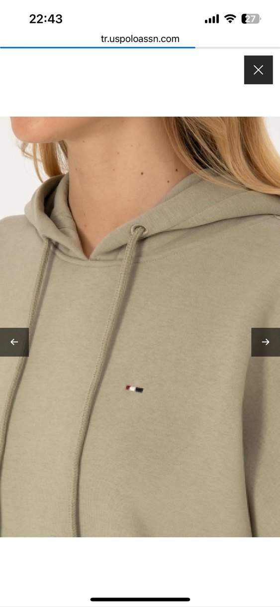 Polo Kadın Açık Haki Kapüşonlu Sweatshirt - Görsel 4