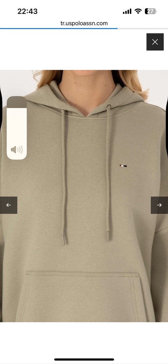 Polo Kadın Açık Haki Kapüşonlu Sweatshirt - Görsel 5