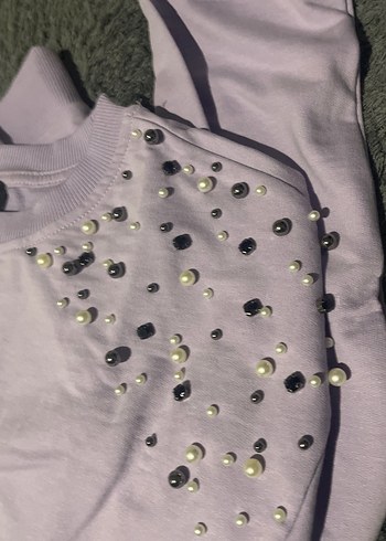 Mor Payetli Sweatshirt - Görsel 4