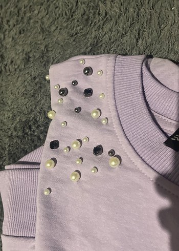Mor Payetli Sweatshirt - Görsel 5