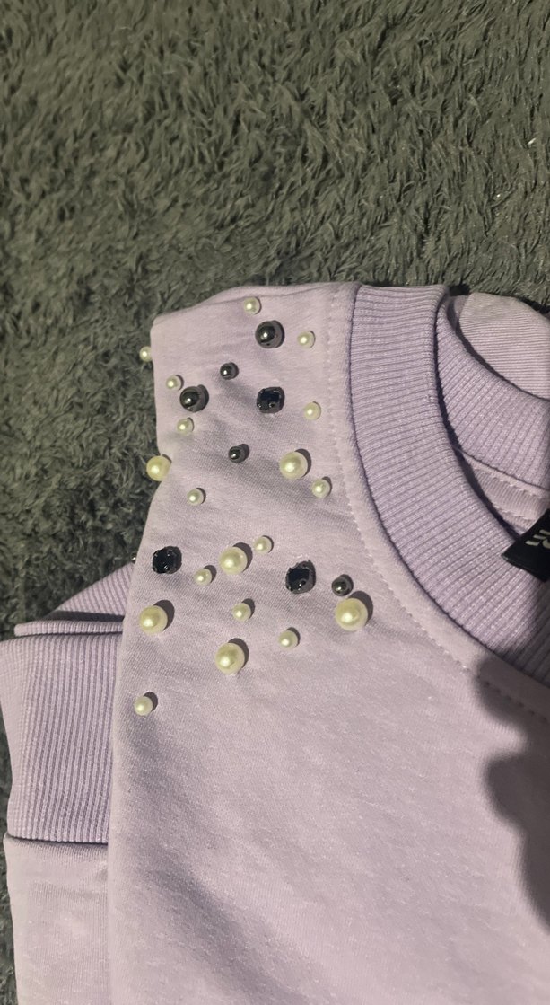 Mor Payetli Sweatshirt - Görsel 5