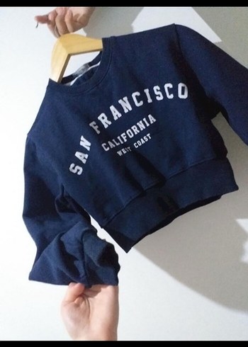 Lacivert Kadın Denim Sweatshirt