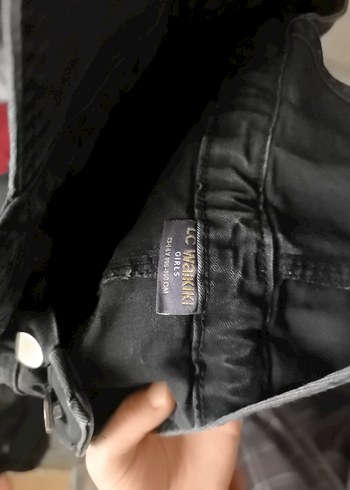13-14 Yaş Beden siyah Renk Kız Çocuk Siyah Denim Askılı Tulum