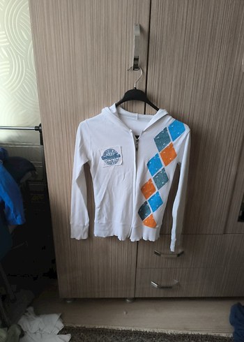 Erkek Çocuk Beyaz Fermuarlı Sweatshirt