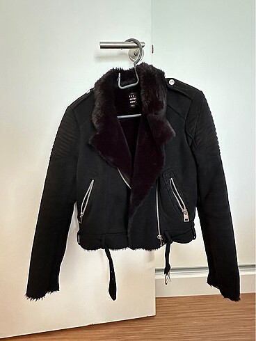 xs Beden siyah Renk Biker model süet zara ceket