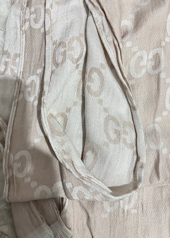 Bej Gri Kadın Keten Drapeli Şal - Görsel 4