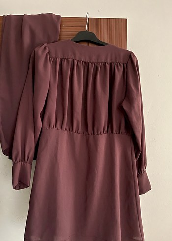 Bordo Uzun Kollu Kadın Takım Elbise - Görsel 4