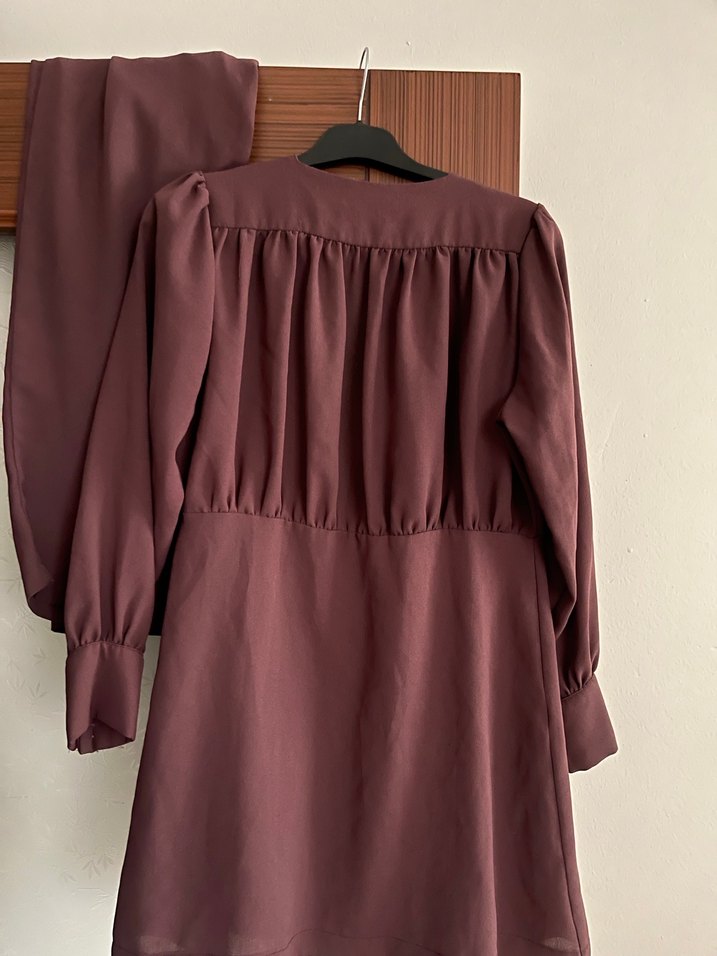 Bordo Uzun Kollu Kadın Takım Elbise - Görsel 4