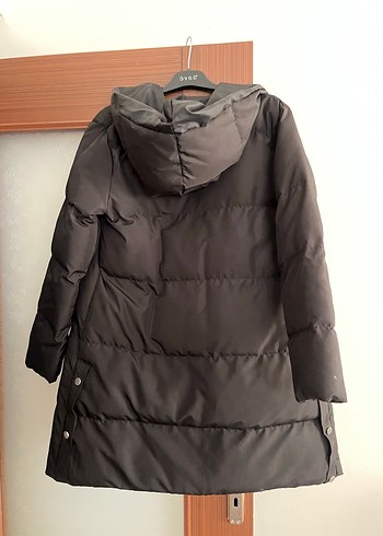 Düğmeli Siyah Midi Kadın Kışlık Mont - Görsel 2