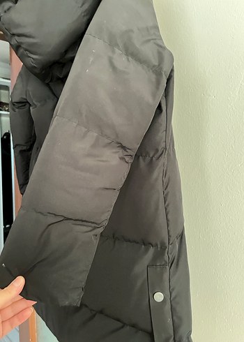 Düğmeli Siyah Midi Kadın Kışlık Mont - Görsel 3