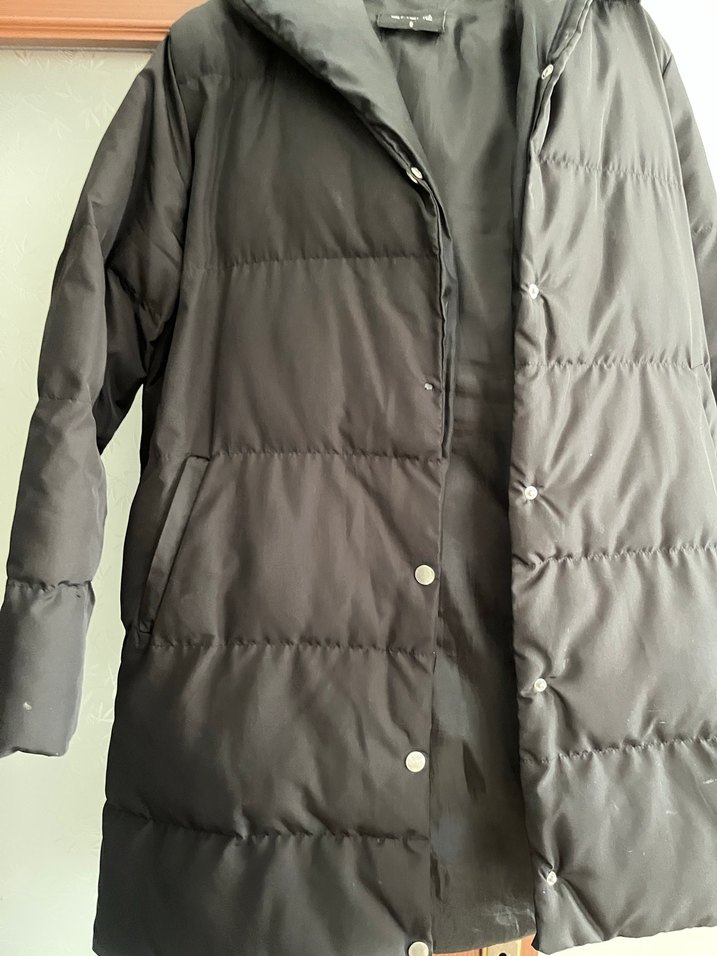 Düğmeli Siyah Midi Kadın Kışlık Mont - Görsel 4