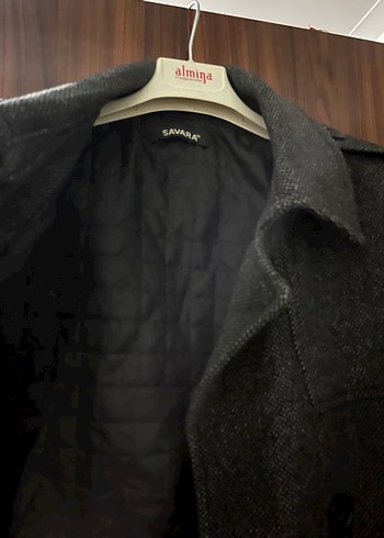 Gri Erkek Yün Palto Düğmeli Midi Boy - Görsel 4