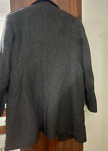 Gri Erkek Yün Palto Düğmeli Midi Boy - Görsel 5